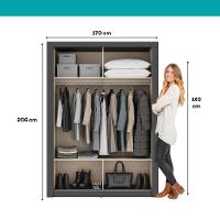 Guarda Roupa Solteiro 2 Portas Darvi Com 2 Espelhos Carraro Preto Touch - 7