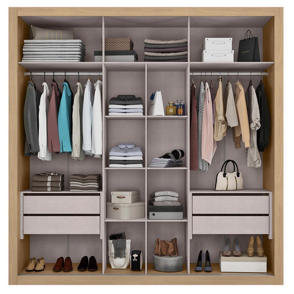 Guarda Roupa Casal 2pt Correr Mdf 231 Cm Tpl Rd033 Castanho Mxm - 2