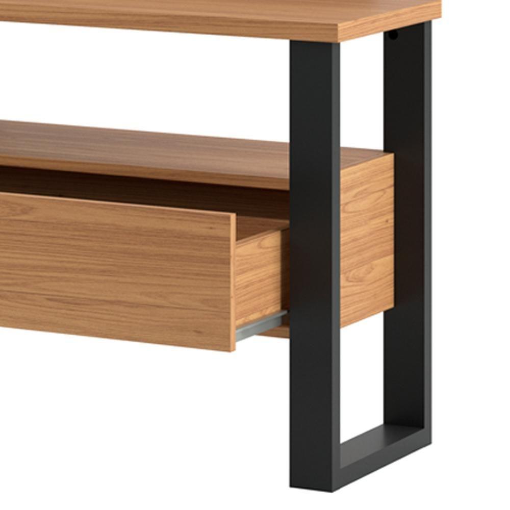 Rack Para Sala De Estar Tv 55 Pol 1 Gaveta York D03 Freijó Preto Fosco - Lyam Decor - 6