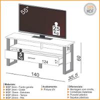 Rack Para Sala De Estar Tv 55 Pol 1 Gaveta York D03 Freijó Preto Fosco - Lyam Decor - 5