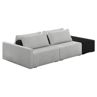 Sofá Ilha Modular Living Com Puff 232cm Georgia Z08 Boucle Cinza/preto - Mpozenato