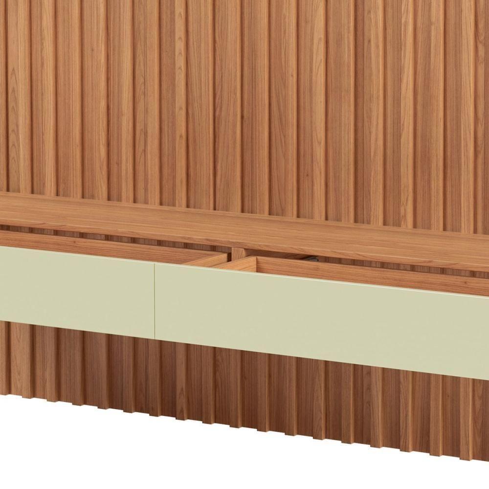 Painel Ripado Para Tv 65 Pol Com Led 2 Gavetas 223cm Baraka D03 Freijó Off White - Lyam Decor - 7