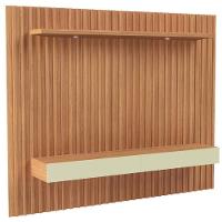 Painel Ripado Para Tv 65 Pol Com Led 2 Gavetas 223cm Baraka D03 Freijó Off White - Lyam Decor - 1