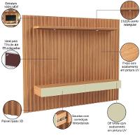 Painel Ripado Para Tv 65 Pol Com Led 2 Gavetas 223cm Baraka D03 Freijó Off White - Lyam Decor - 3