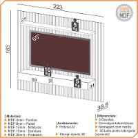 Painel Ripado Para Tv 65 Pol Com Led 2 Gavetas 223cm Baraka D03 Freijó Off White - Lyam Decor