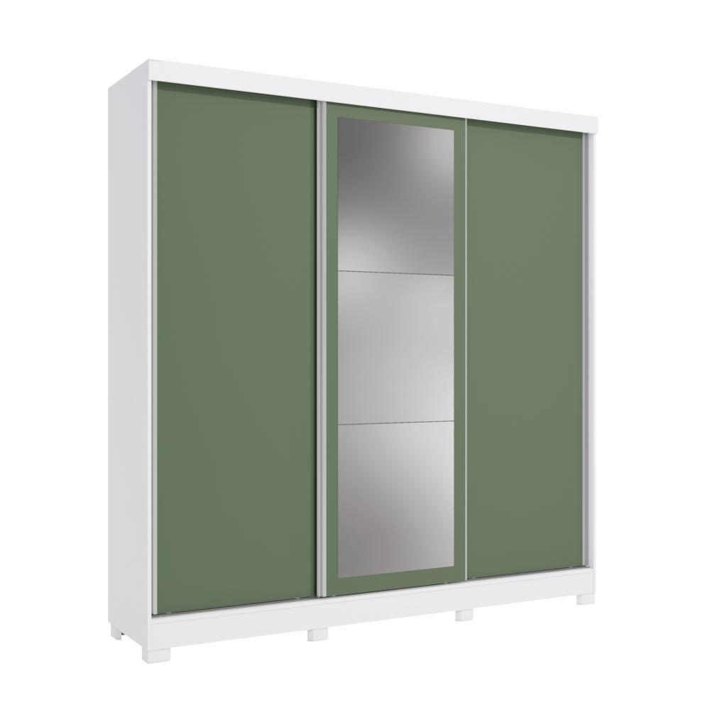 Guarda Roupa Casal Kappesberg 3 Portas Reversíveis de Correr 3 Espelhos 2 Gavetas Branco/Nogueira - 4