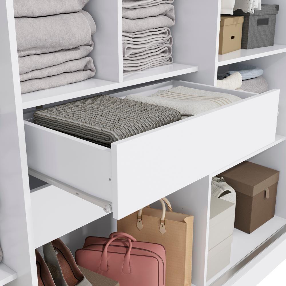 Guarda Roupa Casal Kappesberg 3 Portas Reversíveis de Correr 3 Espelhos 2 Gavetas Branco/Nogueira - 7