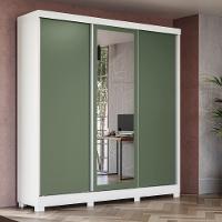 Guarda Roupa Casal Kappesberg 3 Portas Reversíveis de Correr 3 Espelhos 2 Gavetas Branco/Nogueira - 2