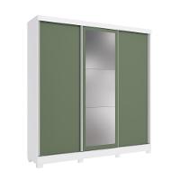 Guarda Roupa Casal Kappesberg 3 Portas Reversíveis de Correr 3 Espelhos 2 Gavetas Branco/Nogueira