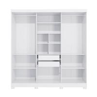 Guarda Roupa Casal Kappesberg 3 Portas Reversíveis de Correr 3 Espelhos 2 Gavetas Branco/Nogueira - 10