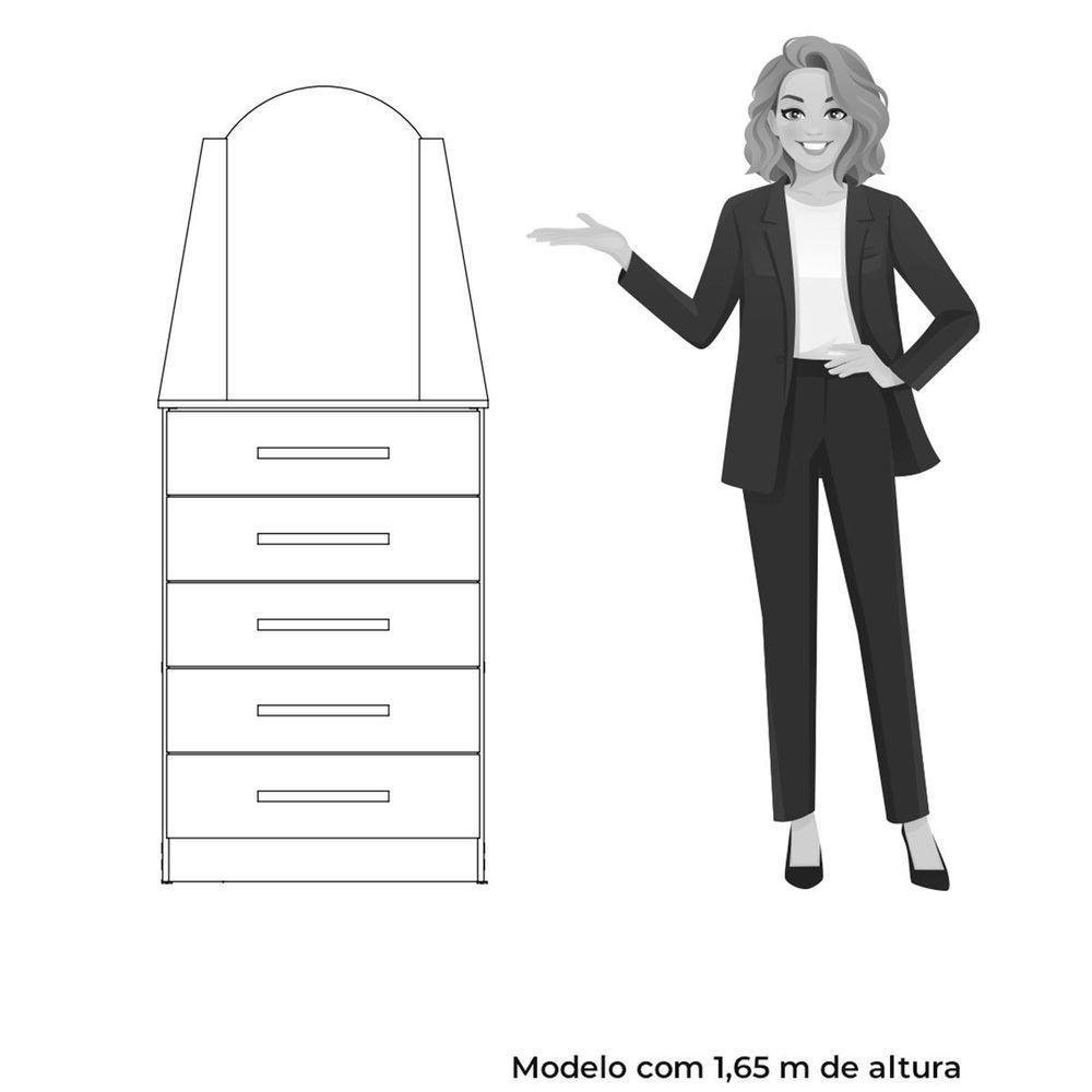 Cômoda 5 Gavetas Com Espelho Mdp Valentina Branco - 6