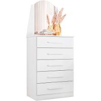 Cômoda 5 Gavetas Com Espelho Mdp Valentina Branco - 3