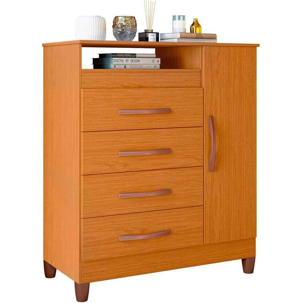 Cômoda Sapateira 4 Gavetas 1 Porta Nicho Duquesa Cinamomo - 1