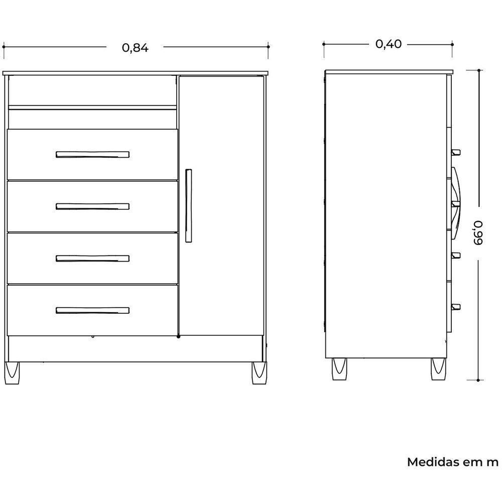 Cômoda Sapateira 4 Gavetas 1 Porta Nicho Duquesa Cinamomo - 4