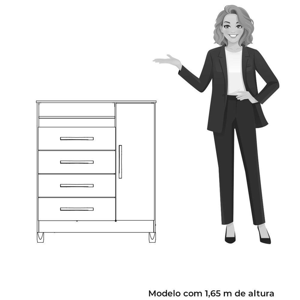 Cômoda Sapateira 4 Gavetas 1 Porta Nicho Duquesa Cinamomo - 8