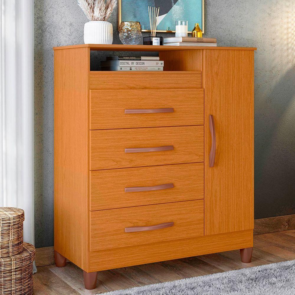 Cômoda Sapateira 4 Gavetas 1 Porta Nicho Duquesa Cinamomo - 9