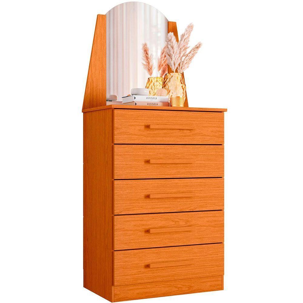Cômoda 5 Gavetas Com Espelho Mdp Valentina Cinamomo - 10