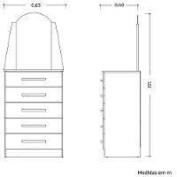 Cômoda 5 Gavetas Com Espelho Mdp Valentina Cinamomo - 3