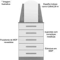 Cômoda 5 Gavetas Com Espelho Mdp Valentina Cinamomo - 6