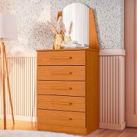 Cômoda 5 Gavetas Com Espelho Mdp Valentina Cinamomo - 9