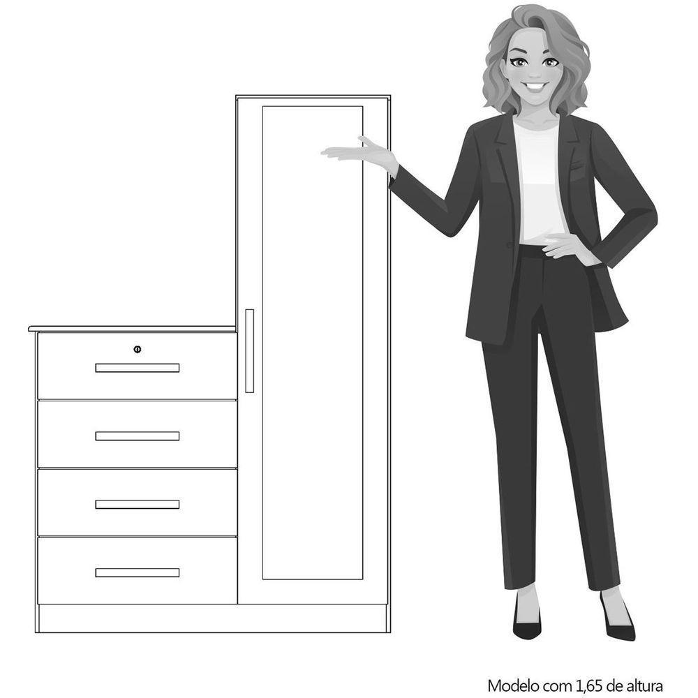 Cômoda Guarda-roupa Caribe 4 Gavetas 1 Porta Com Espelho Branco - 2