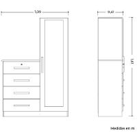 Cômoda Guarda-roupa Caribe 4 Gavetas 1 Porta Com Espelho Branco - 1