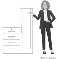 Cômoda Guarda-roupa Caribe 4 Gavetas 1 Porta Com Espelho Branco - 2