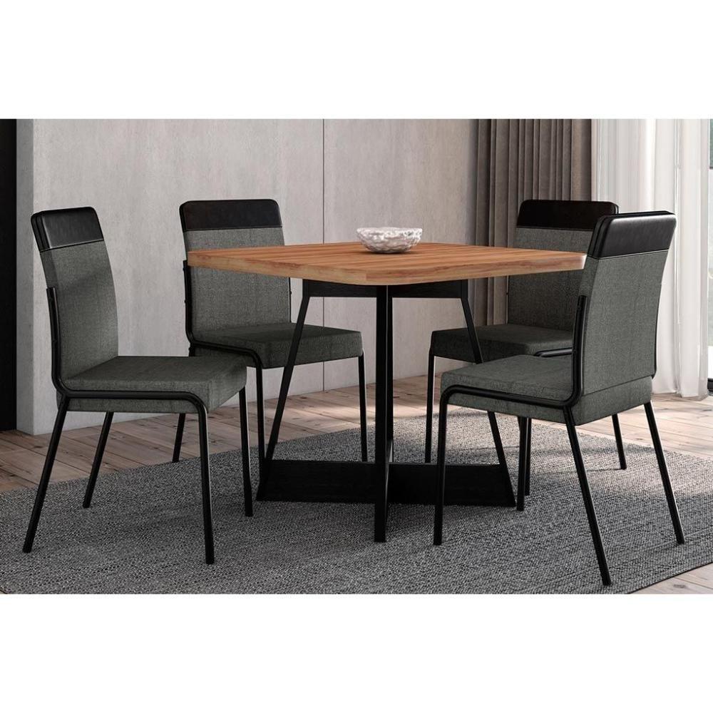 Kit 4 Cadeiras Sala Jantar Duo 1739 4 Uni Rose Linho Areia Courano Caramelo Carraro - 7