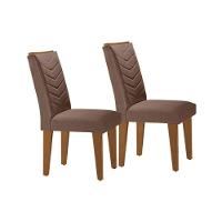 Kit 2 Cadeiras Sala Jantar Londrina 2 Un Madeira Capuccino Suede Capuccino Rufato - 1