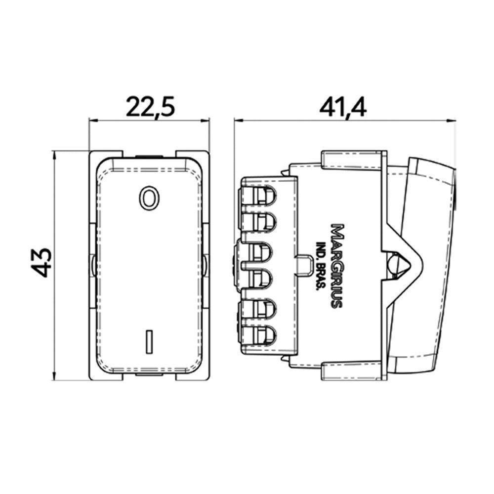 Módulo Interruptor Bipolar Simples Margirius B3 10A Branco - 2