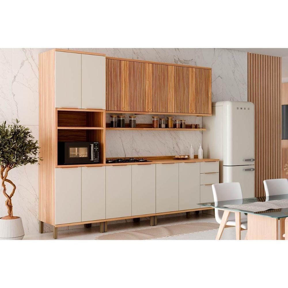 Armário Aéreo Cozinha Modulado Sauvignon Com 2 Portas Frisada 80cm Amendoa - Ronipa - 6