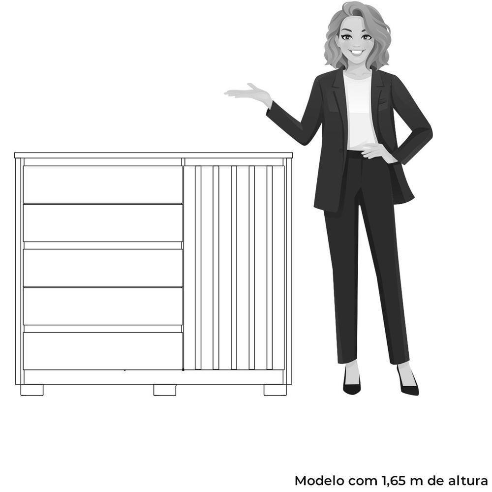 Cômoda Ripada Sapateira 5 Gavetas 1 Porta Duello Branco - 4