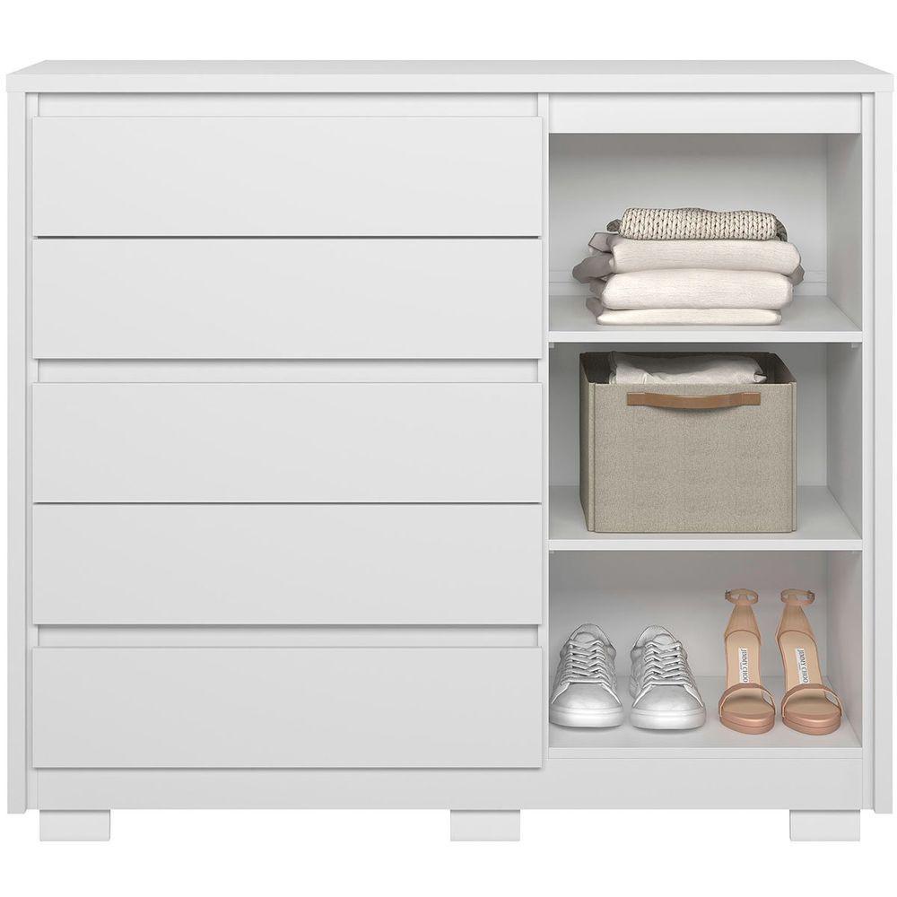 Cômoda Ripada Sapateira 5 Gavetas 1 Porta Duello Branco - 8