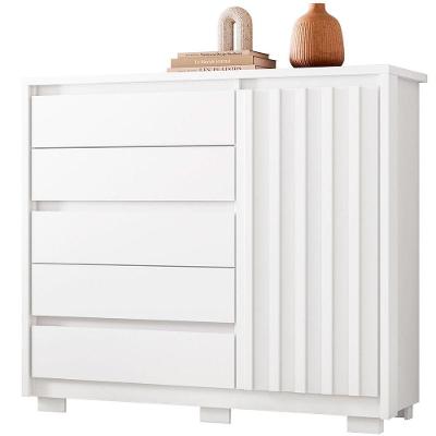 Cômoda Ripada Sapateira 5 Gavetas 1 Porta Duello Branco
