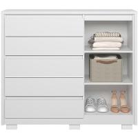 Cômoda Ripada Sapateira 5 Gavetas 1 Porta Duello Branco - 2