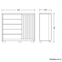 Cômoda Ripada Sapateira 5 Gavetas 1 Porta Duello Branco - 3