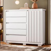 Cômoda Ripada Sapateira 5 Gavetas 1 Porta Duello Branco - 9