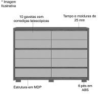 Cômoda Grande 10 Gavetas e Pés Mdp Duello Branco - 3