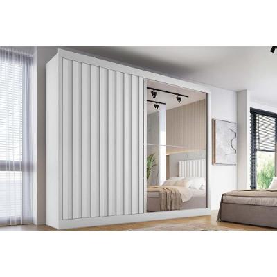 Guarda Roupa Casal 2 Portas De Correr (1 Ripada E 1 C- Espelho) E 4 Gavetas Atlanta Branco - Europa