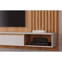 Painel Quarto P/ Tv Até 65 Pol Bahamas Ripado C/ 1 Porta 215x157cm Nature/off White - Permóbili - 4