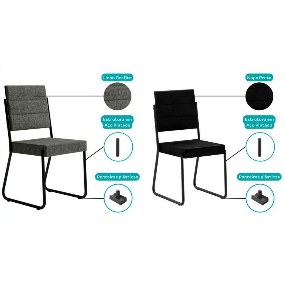 Cadeira Sala De Jantar 1736 Kit 4 Uni Preto-grafite - Preto - Carraro - 5
