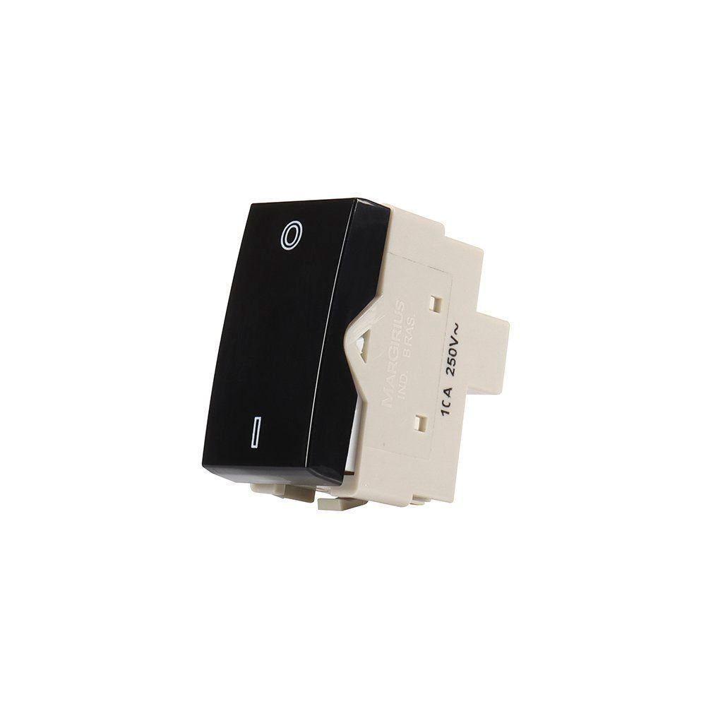 Módulo Interruptor Bipolar Simples Margirius Sleek 10A Preto Ebony - 1