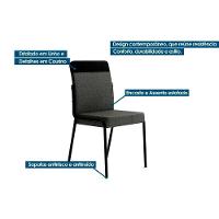 Cadeira De Cozinha Duo 1739 Kit 6 Uni Rose Linho Areia Courano Caramelo