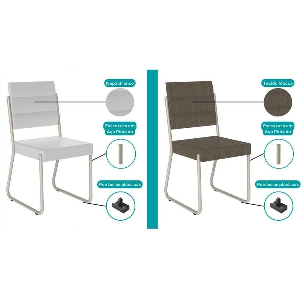 Kit 2 Cadeiras Sala Jantar 1736 Aço 2 Uni Preto-linho Grafite-courano Preto - Carraro - 4