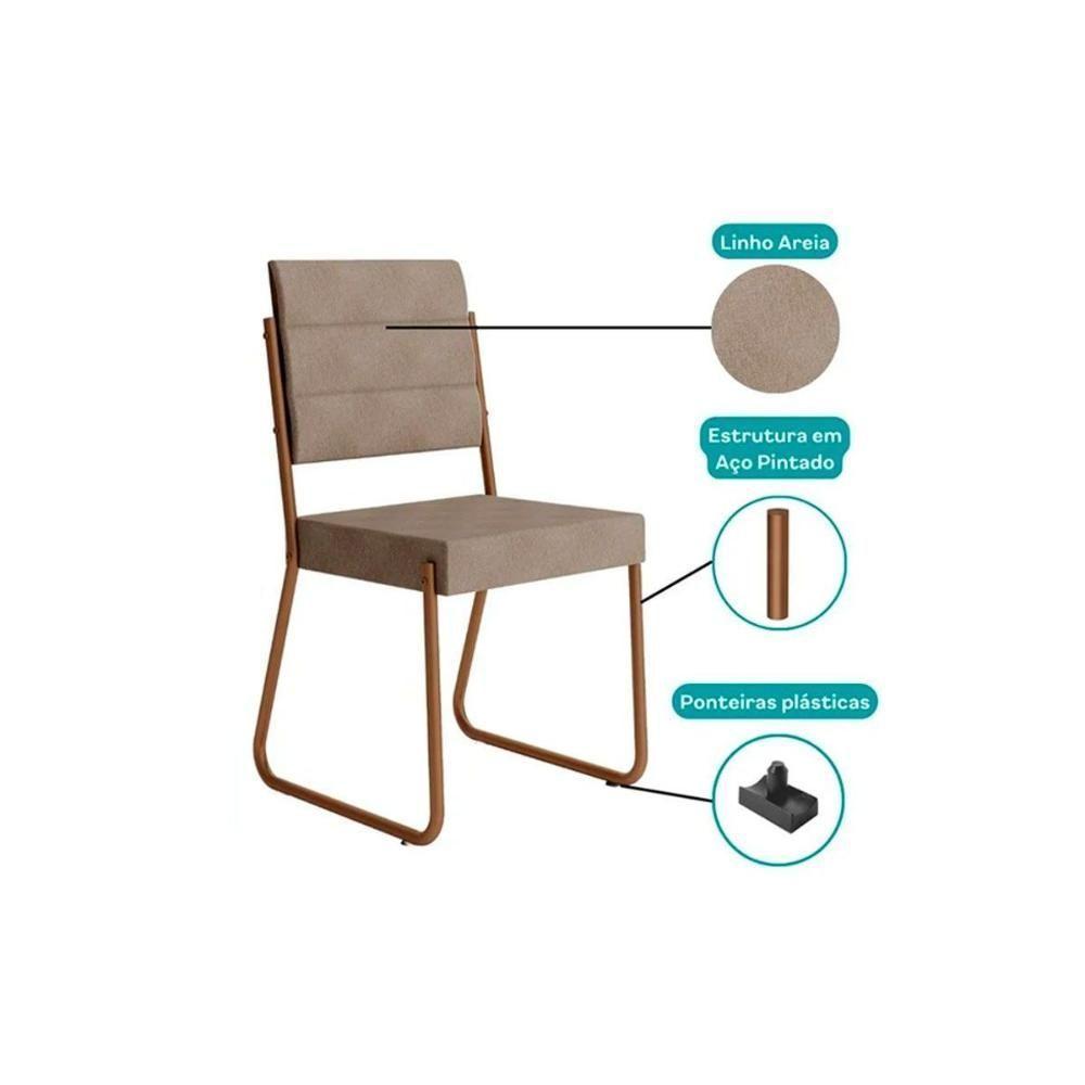 Kit 2 Cadeiras Sala Jantar 1736 Aço 2 Uni Preto-linho Grafite-courano Preto - Carraro - 6