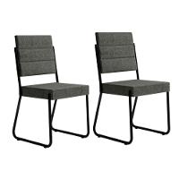 Kit 2 Cadeiras Sala Jantar 1736 Aço 2 Uni Preto-linho Grafite-courano Preto - Carraro - 1