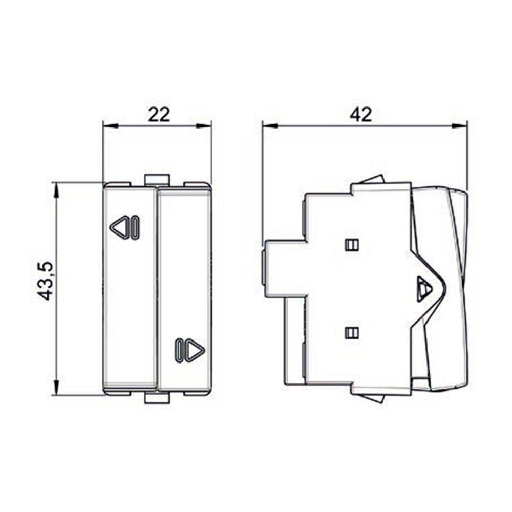 Módulo Interruptor Duplo Pulsador Reversível Para Persianas Elétricas Margirius Sleek 10A Branco - 2