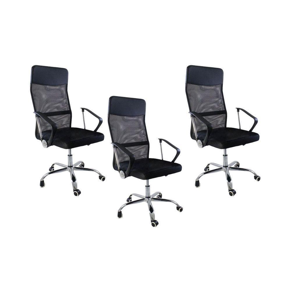 Kit 3 Cadeiras De Escritório Nagano Tela Mesh Giratória - 1