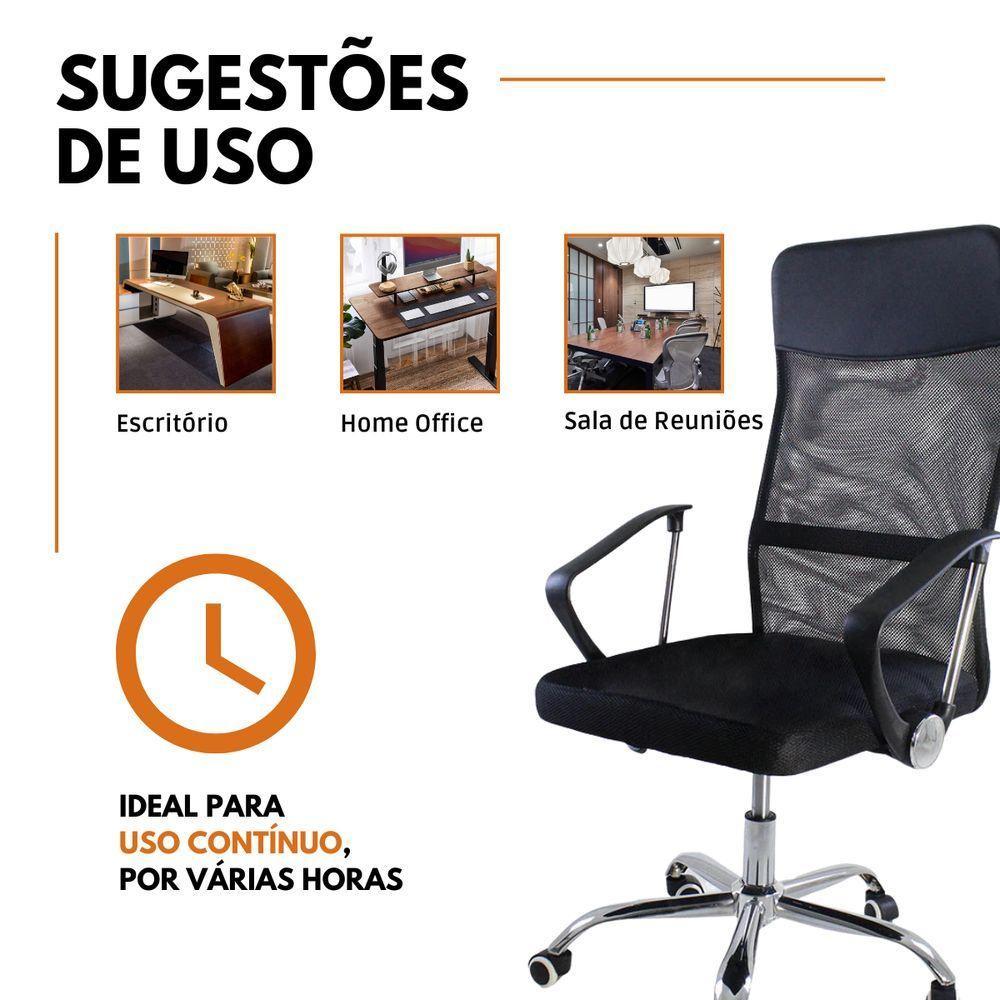 Kit 3 Cadeiras De Escritório Nagano Tela Mesh Giratória - 3