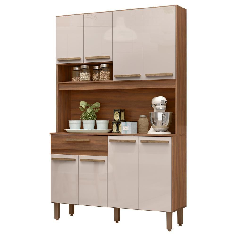 Armario De Cozinha Valparaiso 120 Cm Com 8 Portas E 1 Gaveta Freijo/baunilha - 2